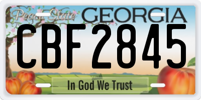 GA license plate CBF2845