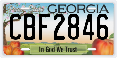 GA license plate CBF2846