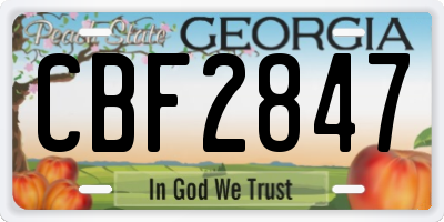 GA license plate CBF2847