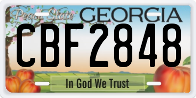 GA license plate CBF2848