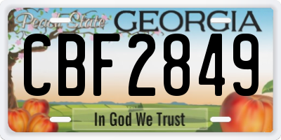 GA license plate CBF2849