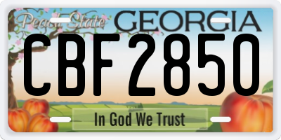 GA license plate CBF2850