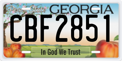 GA license plate CBF2851