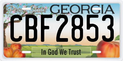 GA license plate CBF2853