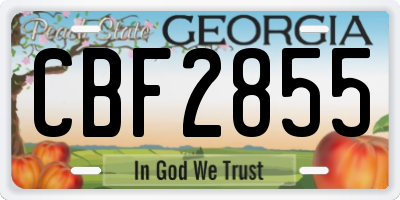 GA license plate CBF2855