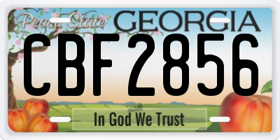 GA license plate CBF2856