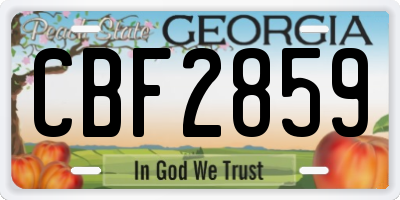 GA license plate CBF2859
