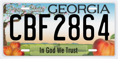 GA license plate CBF2864