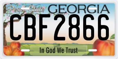 GA license plate CBF2866