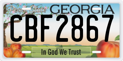GA license plate CBF2867