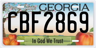 GA license plate CBF2869