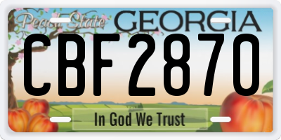 GA license plate CBF2870