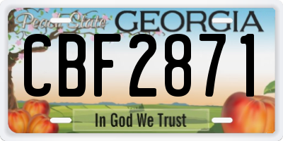 GA license plate CBF2871
