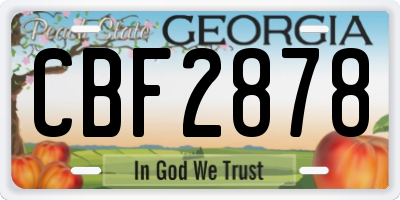 GA license plate CBF2878