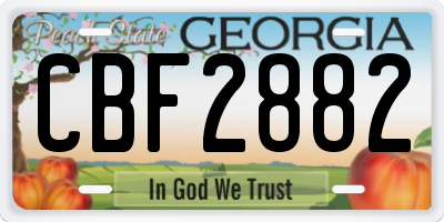 GA license plate CBF2882