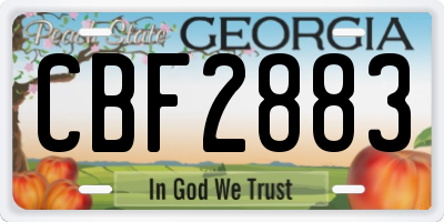 GA license plate CBF2883