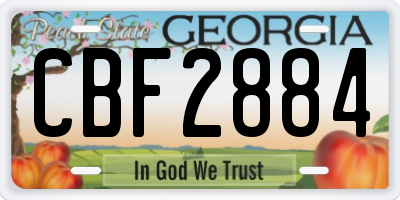 GA license plate CBF2884