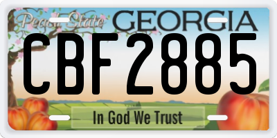GA license plate CBF2885