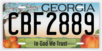 GA license plate CBF2889
