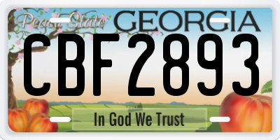 GA license plate CBF2893