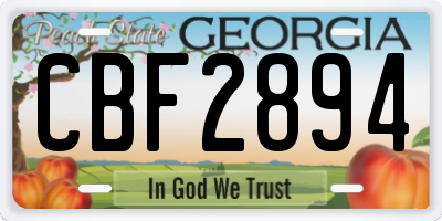 GA license plate CBF2894