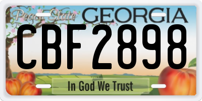 GA license plate CBF2898