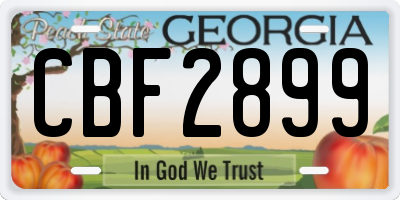 GA license plate CBF2899
