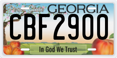GA license plate CBF2900