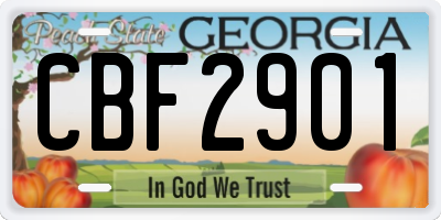 GA license plate CBF2901