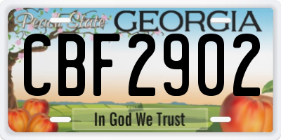 GA license plate CBF2902