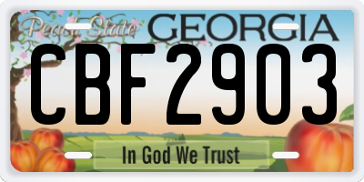 GA license plate CBF2903