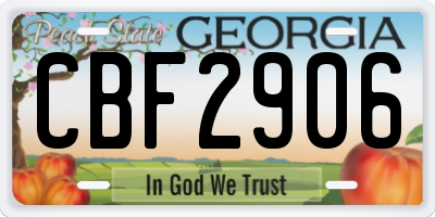 GA license plate CBF2906