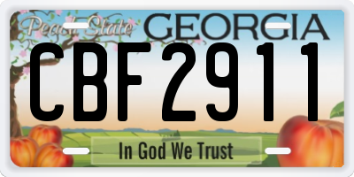 GA license plate CBF2911