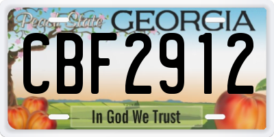 GA license plate CBF2912
