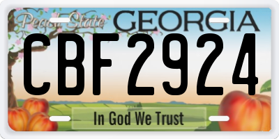 GA license plate CBF2924