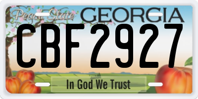 GA license plate CBF2927