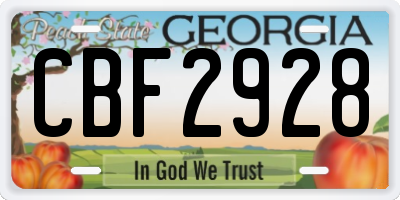 GA license plate CBF2928