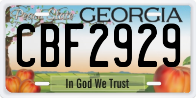 GA license plate CBF2929