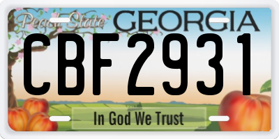 GA license plate CBF2931