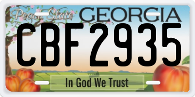 GA license plate CBF2935
