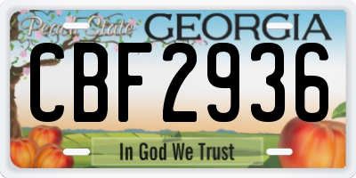 GA license plate CBF2936