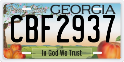 GA license plate CBF2937