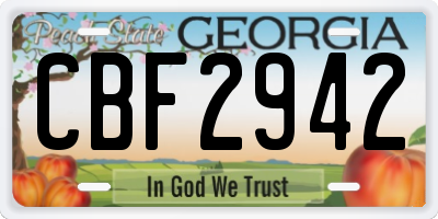 GA license plate CBF2942