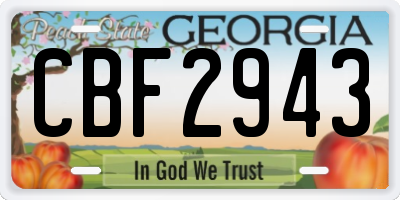 GA license plate CBF2943