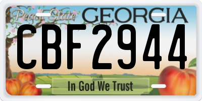 GA license plate CBF2944