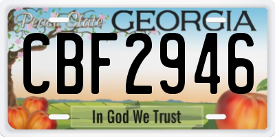 GA license plate CBF2946