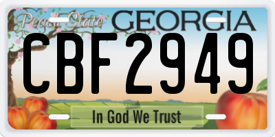 GA license plate CBF2949