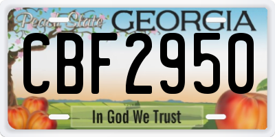 GA license plate CBF2950