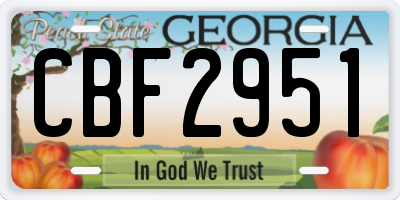 GA license plate CBF2951