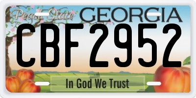 GA license plate CBF2952